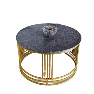 Mesa de centro grande contemporánea moderna con tapa de mármol negro y marco dorado decoración del hogar por fabricante indio - Product Image 2