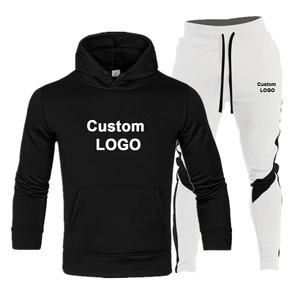 Jersey liso con capucha para hombre, traje masculino de chándal con bolsillo de canguro, ajuste de cuerpo activo, Color sólido, Color blanco - Product Image 4