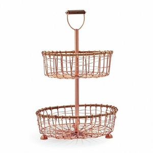 Hot Selling 2025 Nickel Plated Metal Decorative Design Handmade <b>Round</b> Wire Fruit <b>Basket</b> - Product Image 2