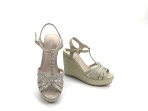 Sandales à semelles compensées pour femmes, chaussures confortables, à paillettes, talons hauts épais, à bretelles, à la mode, nouvelle collection - Product Image 2