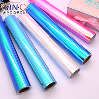 Película Autoadhesiva de PVC Holográfica Láser Sólida con Efecto Arcoíris Cromado, para Corte con Plotter, Vinilo Adhesivo para Corte