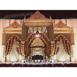 Gran boda india Raj Mahal Mandap personalizable fibra templo estilo Mandapam EE. UU. Venta caliente oro matrimonio etapa DST exportaciones - Product Image 1