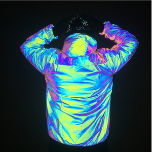 Streetwear ชุดกันลมสำหรับใส่วิ่งเล่นกีฬา,ชุดเสื้อกันลมสะท้อนแสงแบบยูนิเซ็กส์บางสีฟ้ารุ้งใส่ลำลองสำหรับฤดูใบไม้ผลิใบไม้ร่วง - Product Image 2