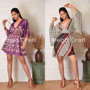 Mini robe de Bohème à la mode estivale Robe courte en crêpe floral ample Taille naturelle Eco-Friendly for Beach Resort Party Wear - Product Image 4