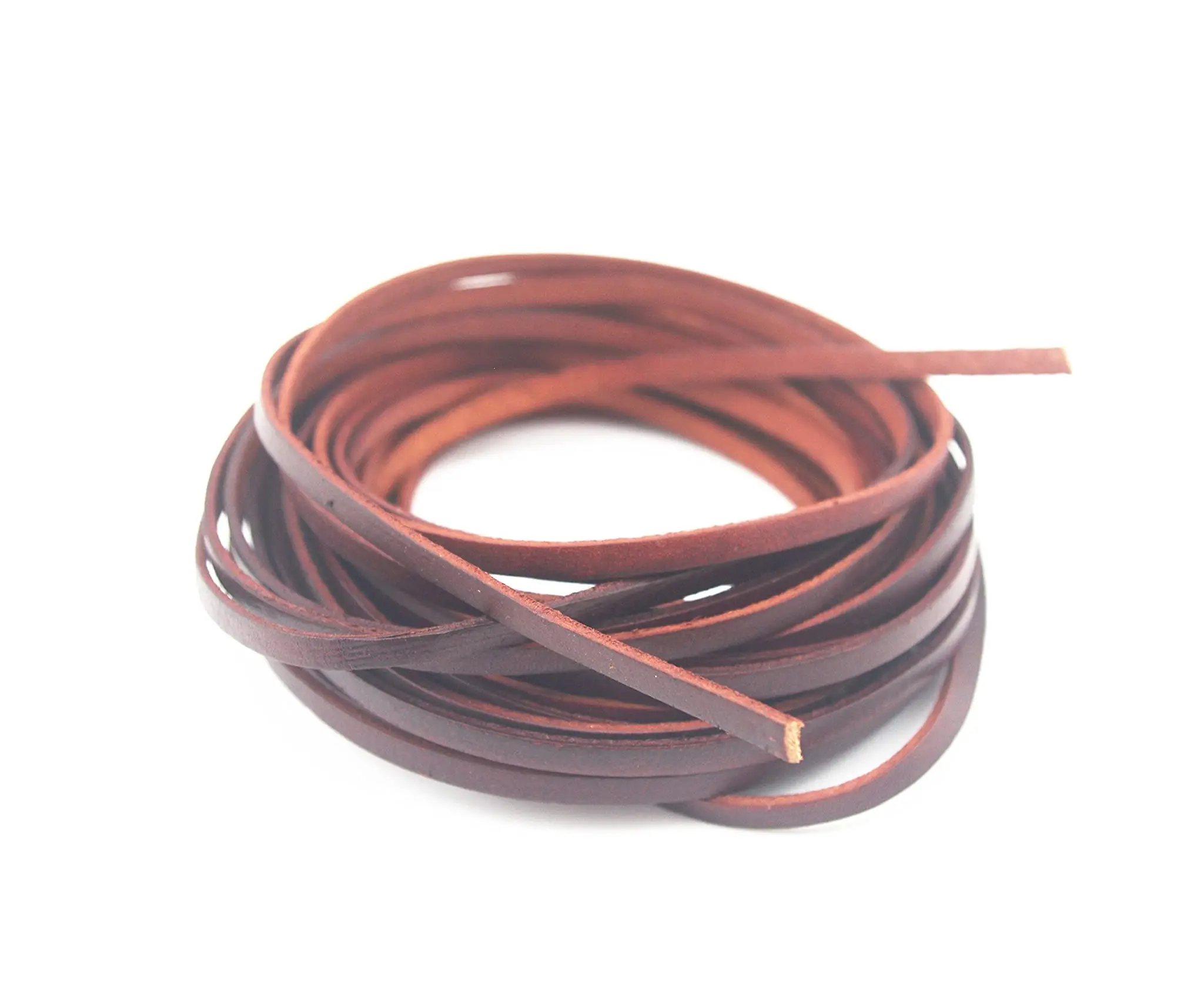 Wholesale Flat Genuine Leather Cord for Jewelry Making Cowhide Leather String Cord Strips for Crafts Jewelry Making Braiding