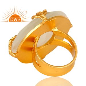 Bague fendue en pierre de lune blanche naturelle, fabrication de bijoux, nouveau Design, fait à la main - Product Image 3