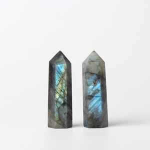Pierre précieuse hexagonale en labradorite naturelle, pointe de baguette, tour, protection spirituelle, énergie Reiki, Feng Shui, fée, écologique - Product Image 1
