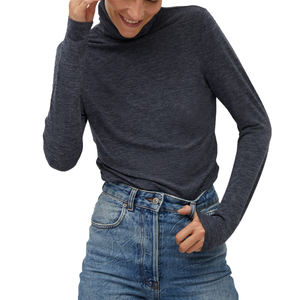 T-shirt femme manches longues OEM 2021 Automne Hiver, col rond, coupe ample, coton, taille unique, avec design personnalisé - Product Image 3