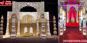 Mandap carré traditionnel pour mariage hindou, cérémonie de mariage indienne à Londres, Mandap époustouflant pour la mariée et le marié, Mandap Triveni pour mariage aux États-Unis - Product Image 6