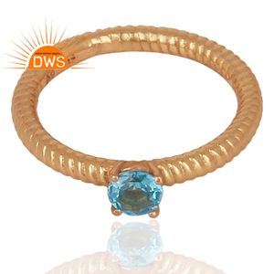   แหวนโทแพซสีน้ำเงินเงา คอลเลคชั่นคลาสสิก เครื่องประดับแฟชั่นสำหรับสาวๆ ผู้จัดจำหน่าย แหวนเงินแท้ชุบทองคำขาว 18k ดีไซน์เกลียว - Product Image 2