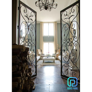 <b>Best</b> Quality In Stock Home Wrought Iron <b>Steel</b> Front <b>Doors</b> Frame With Panel - Product Image 2