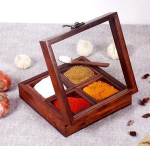 Wooden Eco-Friendly Seasoning <b>Box</b> with Shaker Lid for <b>Herbs</b> Spices Salt Sugar-QUALCOSA INTERNATIONAL - Product Image 1