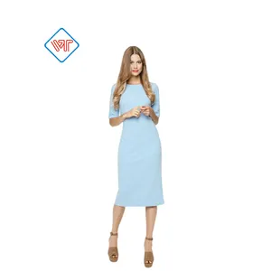 OEM/ODM निर्माता स्लिम फिट महिलाओं के वस्त्र, शारीरिक कोन ड्रेस महिलाओं के लिए, स्लैश गर्दन आधा बिना आस्तीन लंबे मिडी देवियों ड्रेस