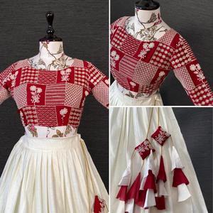 Lehenga Choli style crop top en coton lourd avec des motifs imprimés pour femmes et filles - Product Image 4