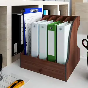Organizador de papel de madera para escritorio, soporte de almacenamiento de archivos, estante de almacenamiento de documentos para bandeja de letras y juegos de escritorio A4, personalizado, 100 Uds.