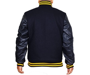 Chaquetas Varsity Personalizadas de Alta Calidad con Mangas de Cuero, Cuello Alto, Bordado Frontal, Transpirables y Resistentes al Viento para Hombre - Product Image 5