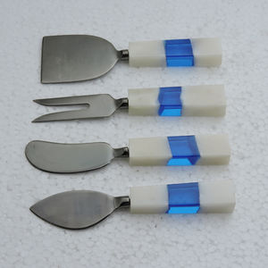 Pierre de marbre avec manche imprimé en émail et acier inoxydable de haute qualité 4 pièces couteau à fromage accessoires de cuisine cuisine à domicile - Product Image 4