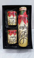 Ensemble de 2 bouteilles d'eau unisexes écologiques en cuivre imprimé, design personnalisé, emballées dans une boîte cadeau noire premium, best-seller