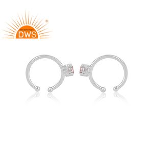 Bague en pierre précieuse en topaze rose naturelle, argent 925, boucles d'oreilles abstraites, vente en gros - Product Image 3