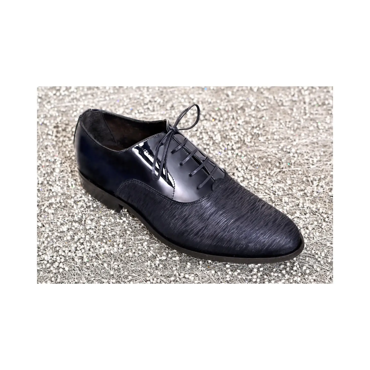 Italian Men Shoes Trendy Fashion Dress Shoes & Oxford - Textile Pattern and Calf Leather ideal Dress Shoes for Wedding