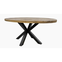Table à manger pliante en bois de manguier massif, design moderne et luxueux, pieds en métal, ensemble de mobilier de restaurant pour usage commercial, idéal pour les restaurants, centres commerciaux et gymnases.
