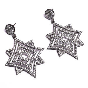 Pendientes Colgantes de Estrella Oxidada Negra Elegantes, Pendientes de Diseño con Patrón de Estrella para Mujer, Joyería de Moda Boho para Fiestas y Uso Diario - Product Image 2