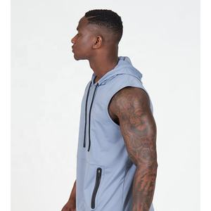 Sudaderas con Capucha para Hombre al por Mayor, 100% Poliéster, Camisetas sin Mangas Personalizadas para Gimnasio, con Bolsillo Lateral con Cremallera, Diseño Liso y Moderno, Primavera - Product Image 2