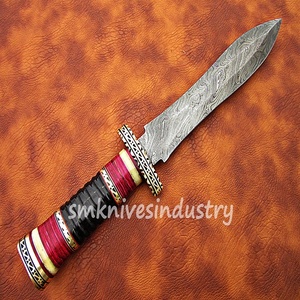 Double Edge 13 inches Custom <b>Hand</b> Made Damascus Hunting Knife Amazing Art <b>File</b> Work (smk1389) - Product Image 4