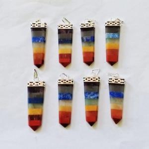Belle Collé Sept Chakra Plat Pendentifs Pierres Précieuses Crayon Pendentifs Cristaux Pendentifs Pour Collier - Product Image 3