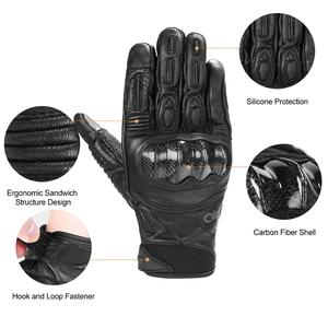 Premium Leather Full Finger Racing <b>Gloves</b> with <b>Touch</b> Screen for Summer Motorcycle Riding-Knuckle Protection Motocross Gear - Product Image 2