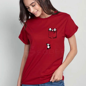 Camisetas Casuales de Mujer con Bolsillo Bordado y Estampado, Personalizadas, de Manga Corta, Corte Holgado, Poliéster/Algodón, Secado Rápido y Transpirables - Product Image 4