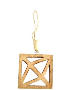 WOOD BROWN <b>ROUND</b> WITH <b>SMALL</b> <b>MIRROR</b> DESIGN HANGING ORNAMENT for HIGH QUALITY CHRISTMAS TREE DECORATION - Product Image 6