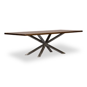 ชุดโต๊ะรับประทานอาหารไม้มะม่วงแข็งแบบอุตสาหกรรมสำหรับห้องนั่งเล่นชุดขาไขว้โลหะสีดำขายส่งสำหรับบ้านโรงแรมใช้ในฟาร์ม - Product Image 2