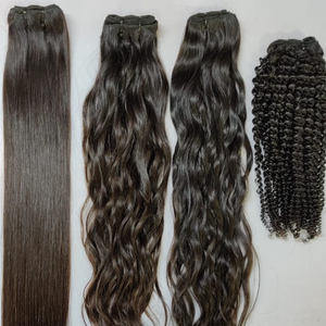 Paquetes de trama de tejido a mano de doble trama por máquina con cierre Extensiones de cabello caliente personalizadas 4x4 onduladas y rizadas rectas - Product Image 2