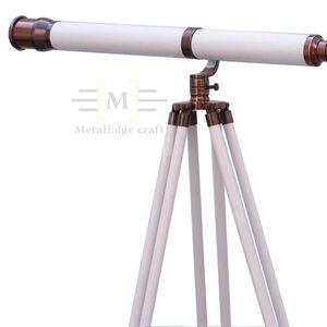 ขาตั้งกล้องโทรทรรศน์ตั้งโต๊ะขนาด39นิ้ว,ขาตั้งกล้องโทรทรรศน์กาลิเลโอสีขาวทองแดงโบราณผลิตจากหนังสีขาว - Product Image 1