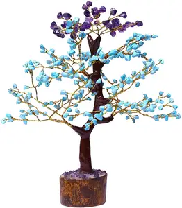 Turquesa & ametista árvore de dinheiro | feng shui bonsai | gerador de energia | atrair boa sorte | chakra balançar |