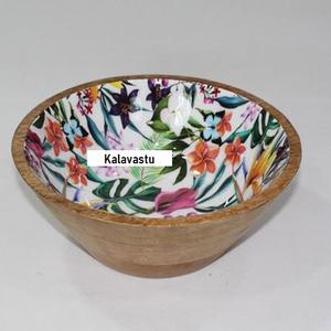 Cuenco de madera multiusos con revestimiento de esmalte y diseño impreso para uso en la cocina - Product Image 5