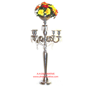 Candelabros de plata niquelados de alta calidad, 5 brazos para centros de mesa de boda, decoración del suelo de la sala de estar del hogar, candelabros hechos a mano - Product Image 6