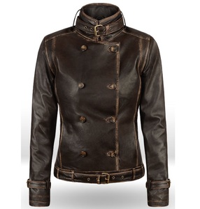 Veste de motard de Moto pour femmes, nouveau Design classique 2021 peau d'agneau véritable, brun foncé, toutes les couleurs - Product Image 2