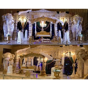 Lujosa y moderna etapa de recepción de Bodas de Bollywood, maravillosa decoración de escenario abierto para bodas asiáticas - Product Image 1