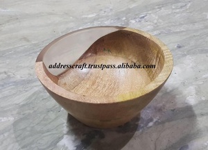 ชามสลัดไม้เป็นมิตรกับสิ่งแวดล้อมชามไม้ทำจากเรซินออกแบบโลโก้ได้ตามต้องการชุดอาหารเย็นจานจานและจานทำจากไม้ - Product Image 4