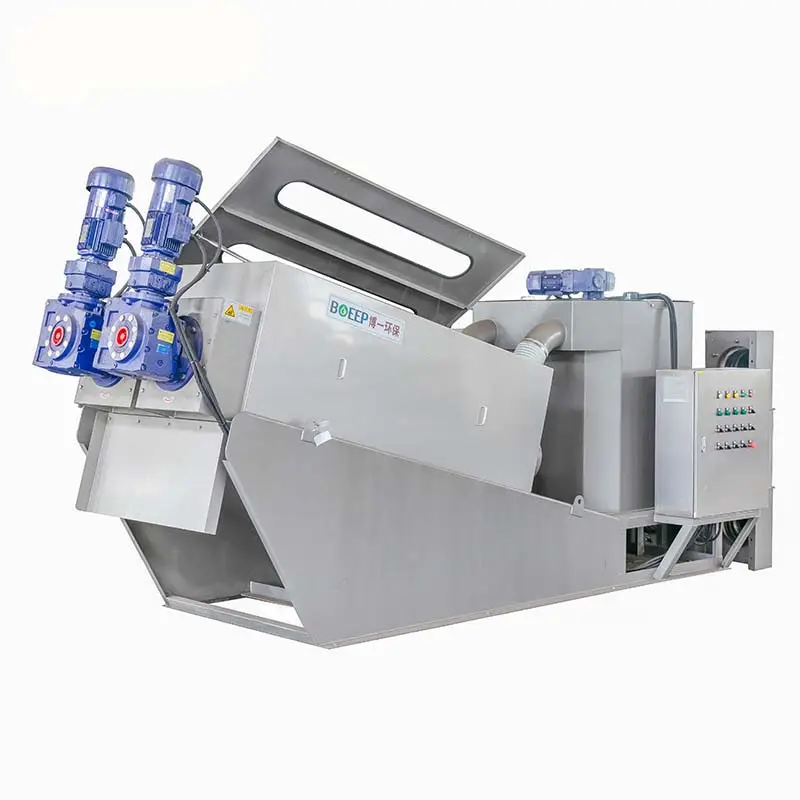 Automatische Riolering Vloeistof Effen Schroef Druk Multi Disc Roller Slurry Separator Slib Water Dehydrator