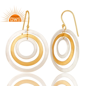 Latest Handmade Design Brass Plated Disc Design <b>Dangle</b> <b>Earring</b> for Women Fashion Jewelry for Women Gift for Her - Product Image 1