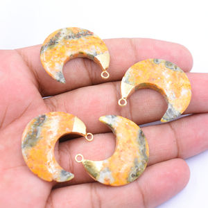 Bumble Bee Jasper 31 To 33 MM With <b>Bail</b> Moon Shape Gold Plated <b>Pendant</b> For Jewellery Making - Product Image 5
