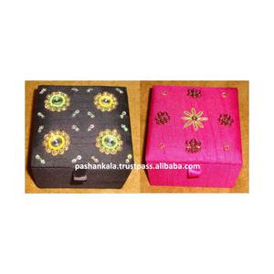 Handmade Beautiful Multicolor Zari Hand Embroidery Work and Jewelry <b>Box</b> for <b>Cheap</b> Price Jewelry <b>Box</b> Home Decorative Purpose - Product Image 1