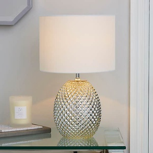 Lampe de table en cristal, style glamour rond, abat-jour blanc, décoration intérieure pour chambre à coucher, éclairage moderne pour la maison - Product Image 1