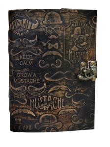 Vente en gros unique noir brun mélange de couleur Desi moustache impression cuir Journal fil à coudre couverture rigide avec boucle de verrouillage attachée - Product Image 2