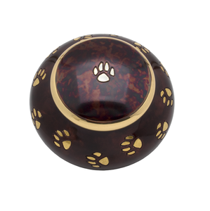 Urnas de cremación de mascotas, acabado RAKU con estampado de pata de cobre, para cenizas funerarias, Metal, latón/aluminio - Product Image 4
