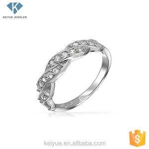 De plata 925 piedra de zirconia de giro promesa de matrimonio, anillo de - Product Image 1