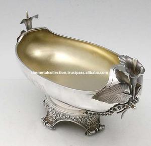 Nouveau Design Bon plat utilisation pour la vaisselle de service d'hôtel couleur argent Design antique métal laiton plat de service et bol de service - Product Image 5